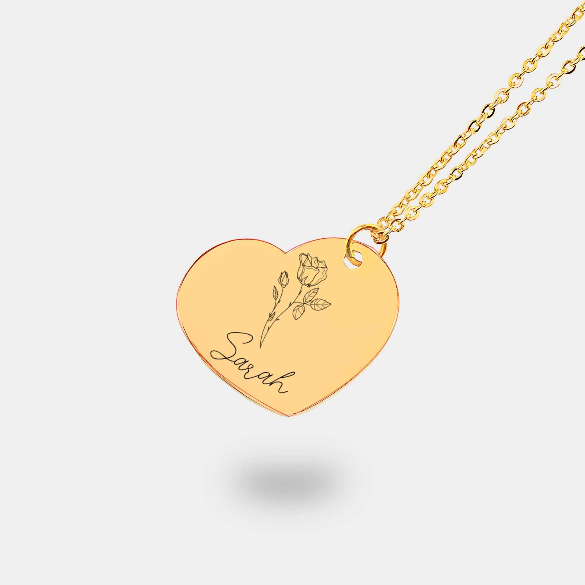 Birth Flower Name Necklace Personalized Gifts for Her Etsy