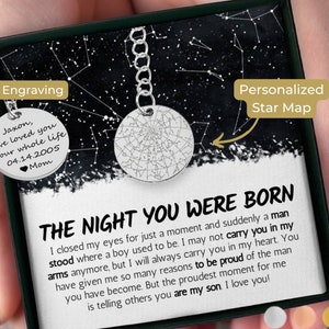 To My Son Custom Star Map By Date Keychain, Mom To Son Gifts, Meaningful Gift for Son, Gift For Birthday, Son Birthday Gift Custom Key Chain