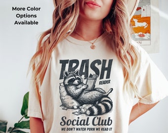 Smut Reader Shirt | Bookish Raccoon Shirt, Trash Reader Romance Goblincore Fan, Gift For Book Lover, Funny Bookish Tee, Smutty Books Fan Art