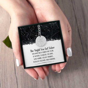 One Year Sober Soberversary Custom Star Map By Date Keychain