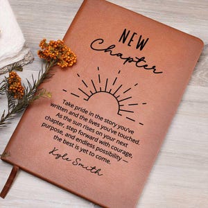 Personalized New Chapter Notebook, Encouragement Gift for Women or Men, Inspirational Birthday Christmas Present Custom Name Journal
