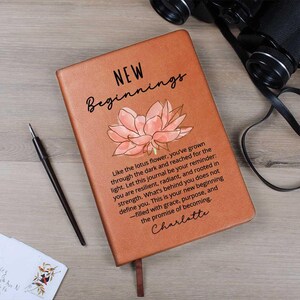 Lotus Flower New Beginnings Custom Journal Meaningful Divorce Break Up Strength Gift New Job Gift for Her Moving Gift, Clean Slate