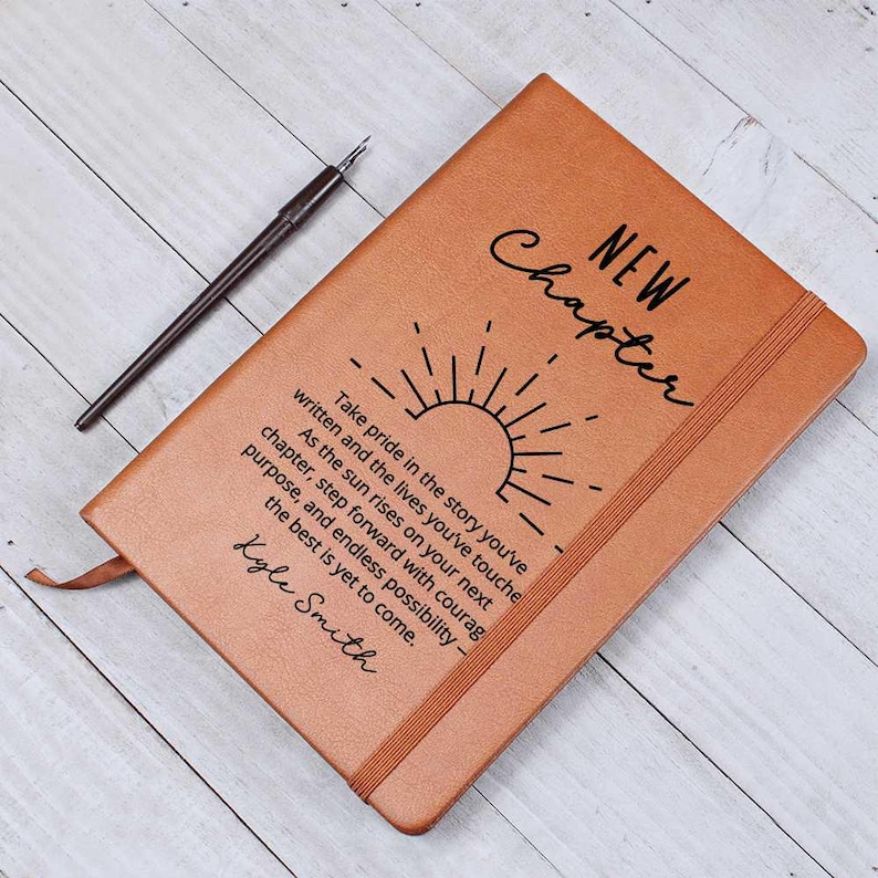 Personalized New Chapter Notebook, Encouragement Gift for Women or Men, Inspirational Birthday Christmas Present Custom Name Journal
