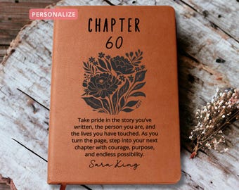 Chapter 60 Journal Personalized 60th Birthday gift for her, Linocut Notebook for turning 60, Milestone journal for best friend Sister Wife