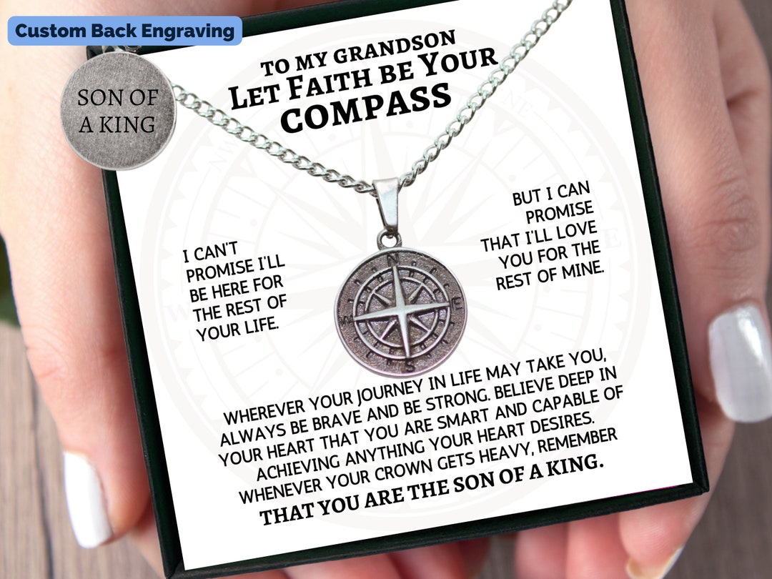 Engraved Compass Religious Gift for Grandson From Grandma Etsy
