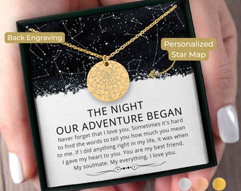 Lesbian Anniversary Gift Custom Star Map By Date Necklace, Lesbian Girlfriend Gift, Gift For Wife, Couples Gift, To My Wife Necklace, LGBTQ