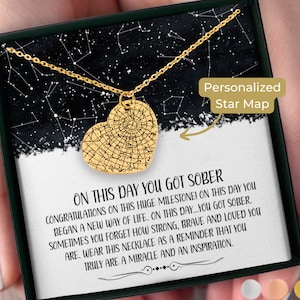 Personalized Sobriety Gift For Women Star Map By Date Sober Birthday, 1 Year Sober Anniversary Gift, Recovery Gift For Recovering Addict