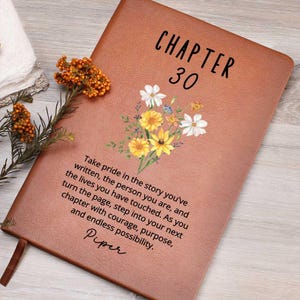 Chapter 30 Birthday Gift for Her – Personalized Name Journal – 30th Birthday Keepsake – Custom Vegan Leather Notebook for Women