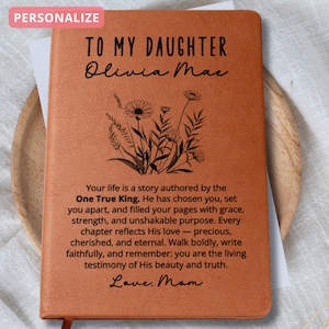 Personalized Christian Journal Gift for Daughter Custom Faith-Based Gift with Name, Daughter of the King, Religious Inspirational Notebook