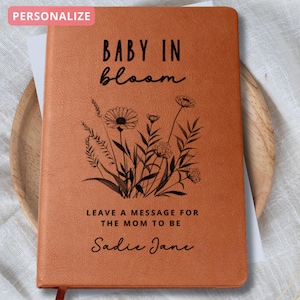 Baby Shower Guest Book- Baby In Bloom Decor- Custom Guestbook- Personalized Name Journal- Wishes for Baby- Advice for Parents- Memory Book