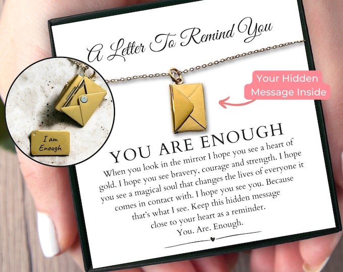 You Are Enough Necklace Birthday Gift for Friend, Best Friend Gift Tough Times Encouragement Gift Inspirational Self Love Sympathy Breakup