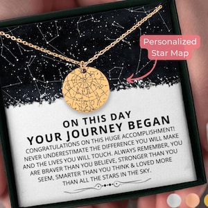 Collier carte des étoiles personnalisée par date de remise des diplômes, cadeaux de remise des diplômes personnalisés pour elle Cadeau pour diplômé 2025