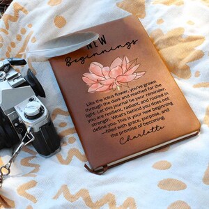 Lotus Flower New Beginnings Custom Journal Meaningful Divorce Break Up Strength Gift New Job Gift for Her Moving Gift, Clean Slate