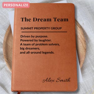 Dream Team Journal – Personalized Team Gift for Coworkers, Staff, Boss, Employees – Custom Appreciation Notebook for Any Group Corporate
