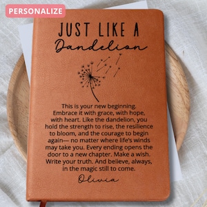 Personalized New Beginnings Journal for Her Dandelion Fresh Start Gift, Retirement, Divorce, Graduation, New Job Gift New Chapter Notebook