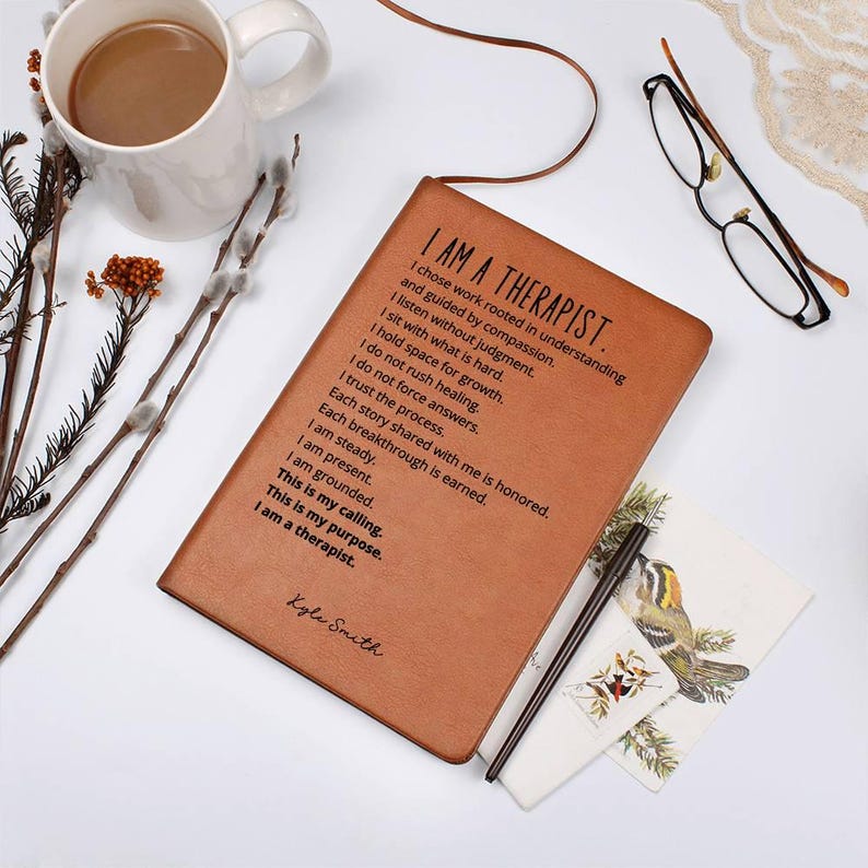 Personalized Therapist Journal Gift, Mental Health Counselor Affirmation Notebook for Office image 4