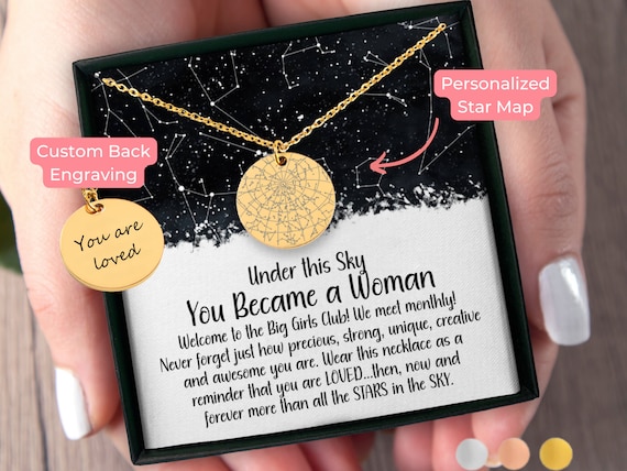 First Period Custom Star Map By Date Necklace Period Gift Box, Period Kit Teen Girl Self Care Box Mother Daughter Gift Teen Daughter Gifts