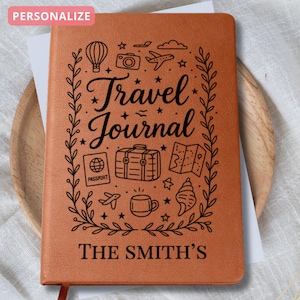 Honeymoon Journal for Couples – Personalized Wedding Gift for Newlyweds Custom Name Vegan Leather Travel Notebook Bride & Groom Anniversary