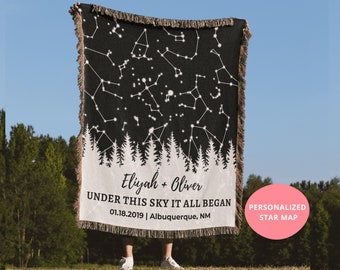 Cotton Anniversary Gift For Him Custom Star Map By Date 2 Year Anniversary Gift For Him Personalize Second Anniversary Gift For Husband Wife