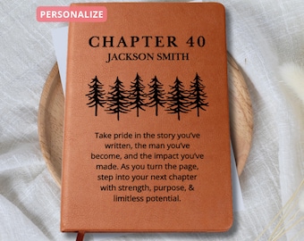 40th Birthday Gift, Turning Forty Notebook, 40 Years Old Gift for Him, Chapter 40th Birthday Gift, Men Custom Name Journal Father Uncle Gift