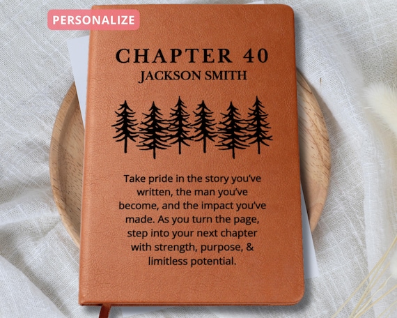 40th Birthday Gift, Turning Forty Notebook, 40 Years Old Gift for Him, Chapter 40th Birthday Gift, Men Custom Name Journal Father Uncle Gift