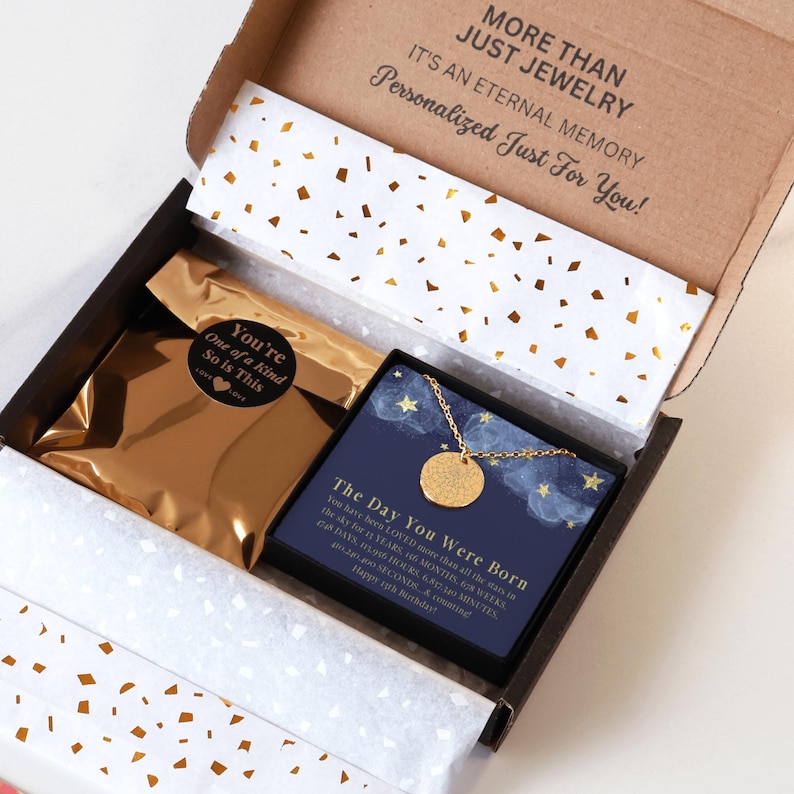 13th Birthday Gift Night You Were Born Custom Star Map By Date Necklace