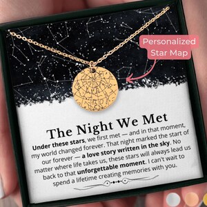 La nuit où nous nous sommes rencontrés, carte des étoiles personnalisée par date Cadeau romantique pour elle Collier pour femme Cadeau pour petite amie Cadeau amoureux Cadeau d'anniversaire personnalisé