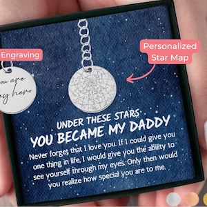 Gift for New Dad from Baby Custom Star Map By Date Keychain, The Moment You Became My Daddy Father&#39;s Day Gift, New Daddy Gift For Husband