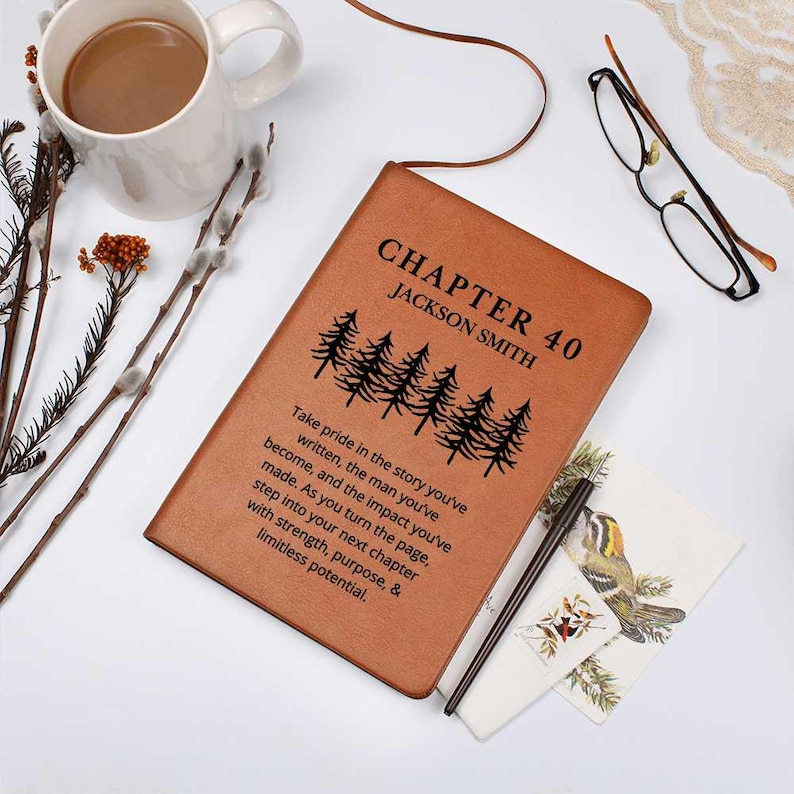 40th Birthday Gift, Turning Forty Notebook, 40 Years Old Gift for Him, Chapter 40th Birthday Gift, Men Custom Name Journal Father Uncle Gift
