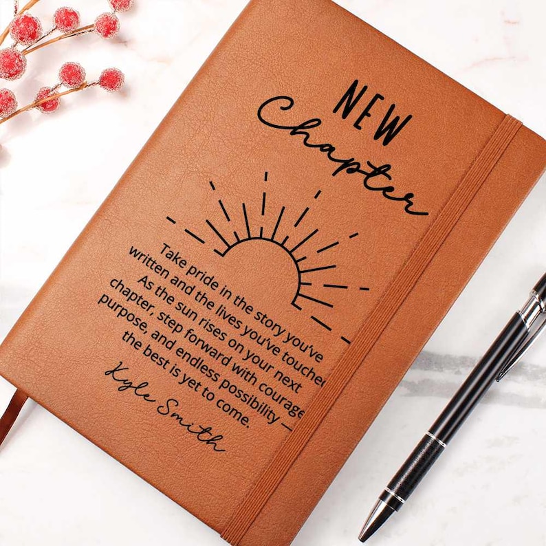 Personalized New Chapter Notebook, Encouragement Gift for Women or Men, Inspirational Birthday Christmas Present Custom Name Journal
