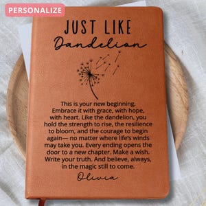 Personalized New Beginnings Journal for Her Dandelion Fresh Start Gift Retirement, Divorce, Graduation, New Chapter Encouragement Gift Women