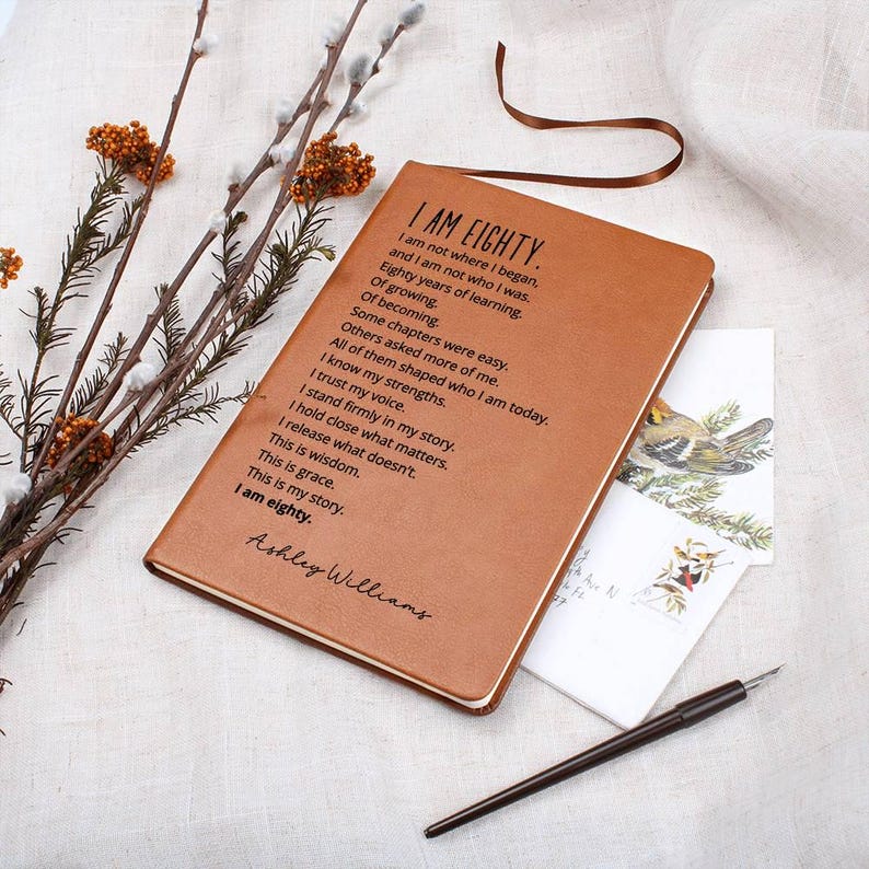 Personalized 80th Birthday Gift for Her I Am Eighty Journal Custom Name Notebook Grandma 80 Birthday Keepsake 画像 8