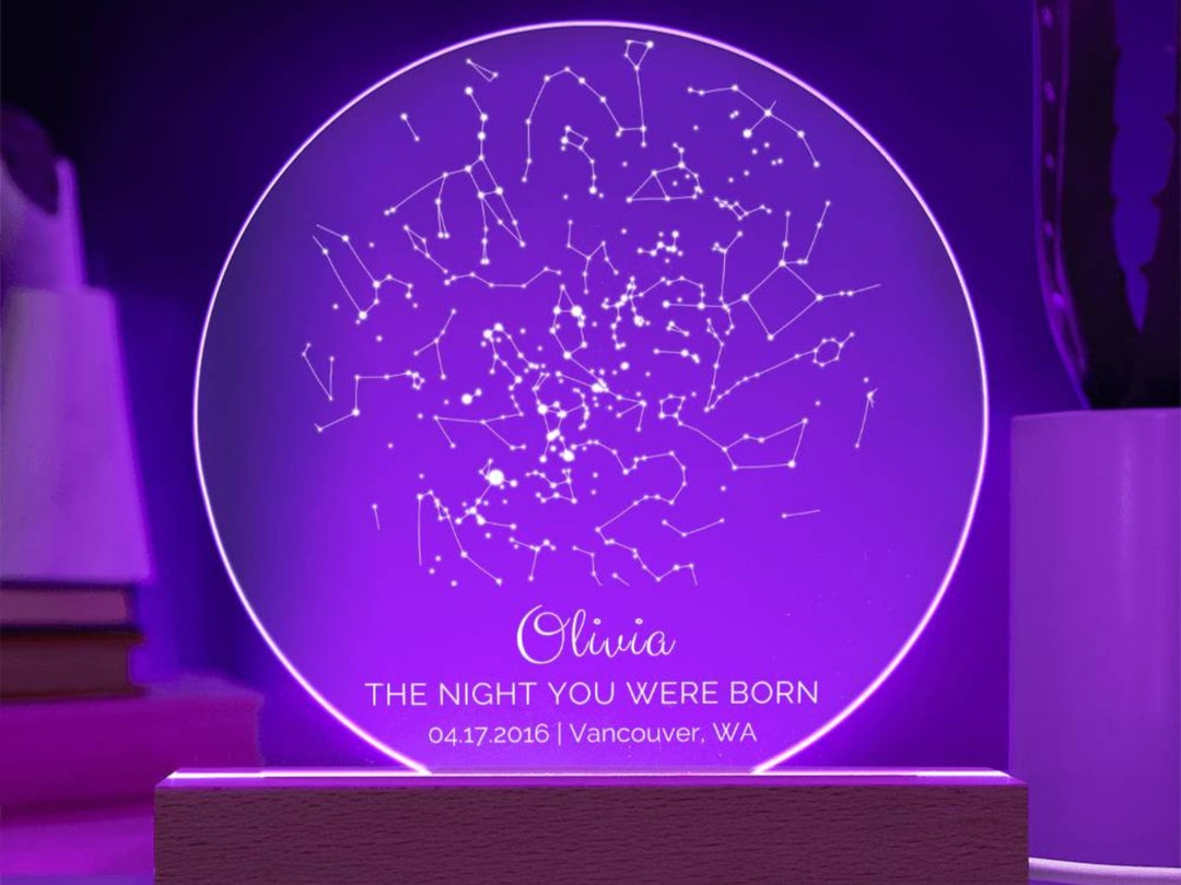 The Day You Were Born Star Map Night Light Personalized Etsy