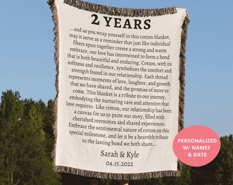 Personalized Cotton Anniversary Cotton Blanket | 2 Year Anniversary Gift for Couples | The Meaning Behind Cotton for Second Anniversary Gift