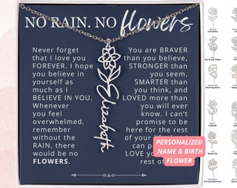 Never Forget I Love You Daughter Gift Birth Flower Name Necklace, Encouragement Gift, Birthday Gift For Her, Comforting Gift, Christmas Gift