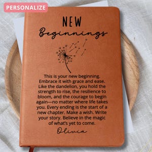 Personalized New Beginnings Gift, New Chapter Dandelion Gifts for Women, Retirement gift, New job gift, Fresh start Journal, Divorce gift