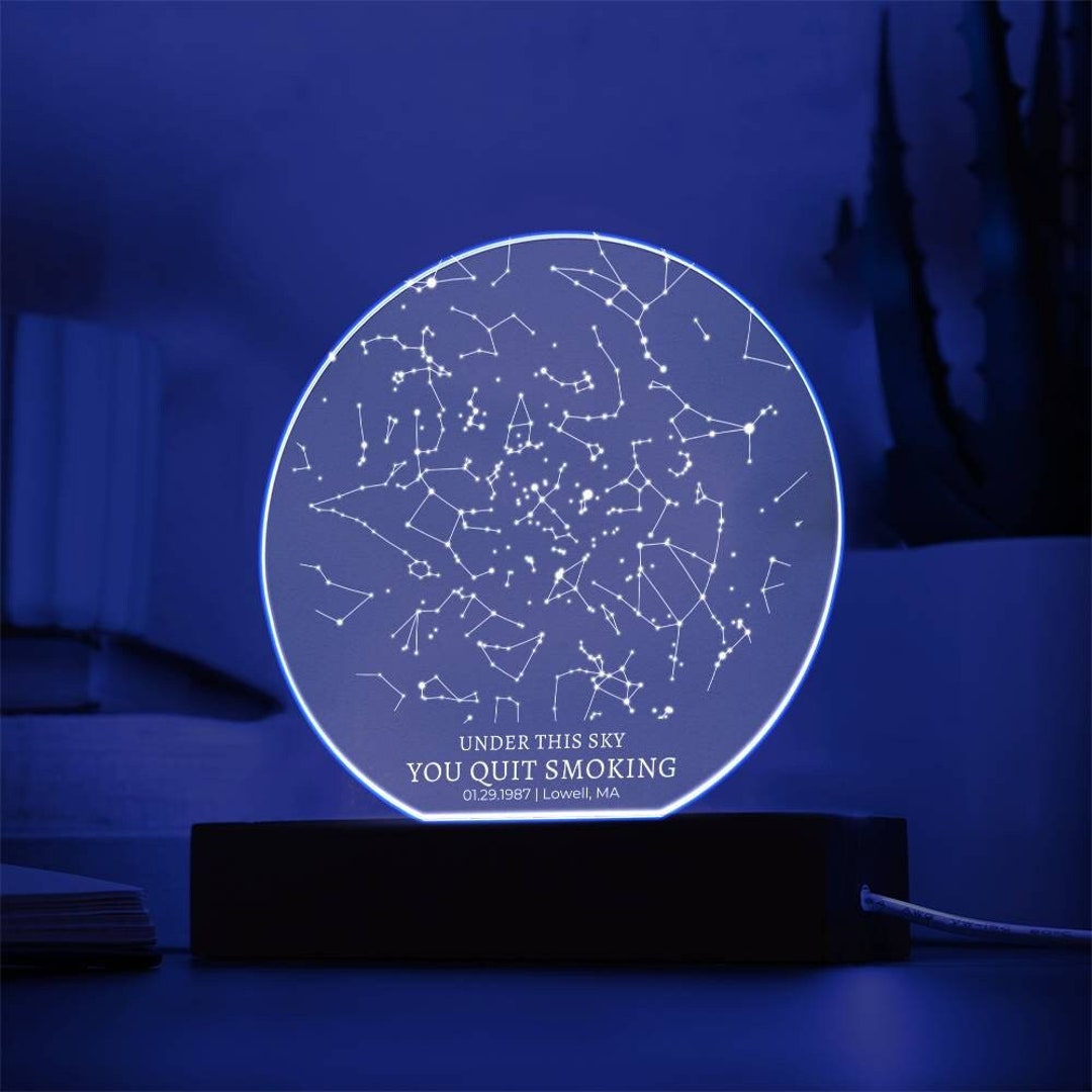 Quit Smoking Gift Ideas Custom Star Map by Date Light, Motivation Gift