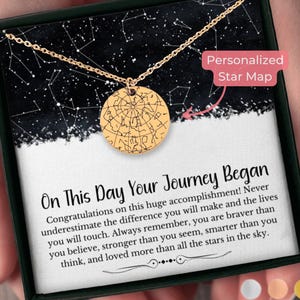 Custom Star Map Personalized Graduation Necklace, Custom High School, College Graduation Gift, Name Pendant Grad Cap Jewelry for Her Senior