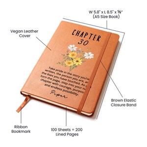 Chapter 30 Birthday Gift for Her – Personalized Name Journal – 30th Birthday Keepsake – Custom Vegan Leather Notebook for Women