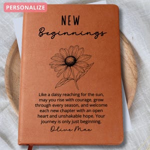 New Beginnings Daisy Personalized Journal | New Job, Graduation, Farewell, Good Luck, Divorce, Inspirational Gift for Her, Women New House