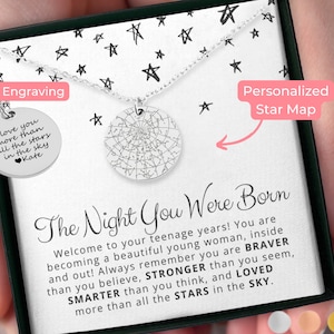 13th Birthday Gift for Her Birthday Star Map by Date Necklace Official Teenager Custom Girls 13th Birthday Gift Thirteenth Birthday Necklace
