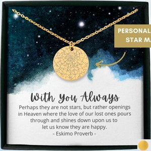 Cadeau commémoratif Carte des étoiles personnalisée par date, Pour un souvenir affectueux de, Cadeau du souvenir, Cadeaux personnalisés en souvenir, Collier personnalisé, cadeau de deuil