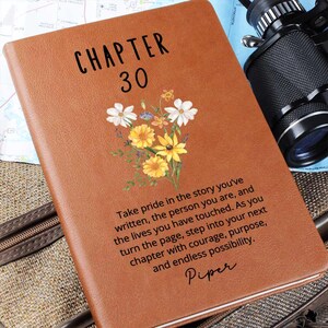 Chapter 30 Birthday Gift for Her – Personalized Name Journal – 30th Birthday Keepsake – Custom Vegan Leather Notebook for Women