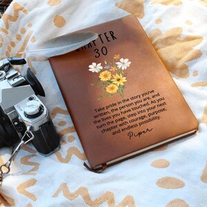 Chapter 30 Birthday Gift for Her – Personalized Name Journal – 30th Birthday Keepsake – Custom Vegan Leather Notebook for Women