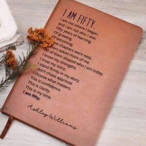 50th Birthday Gift Journal Personalized, I Am Fifty Chapter Keepsake for Her Turning 50 image 2