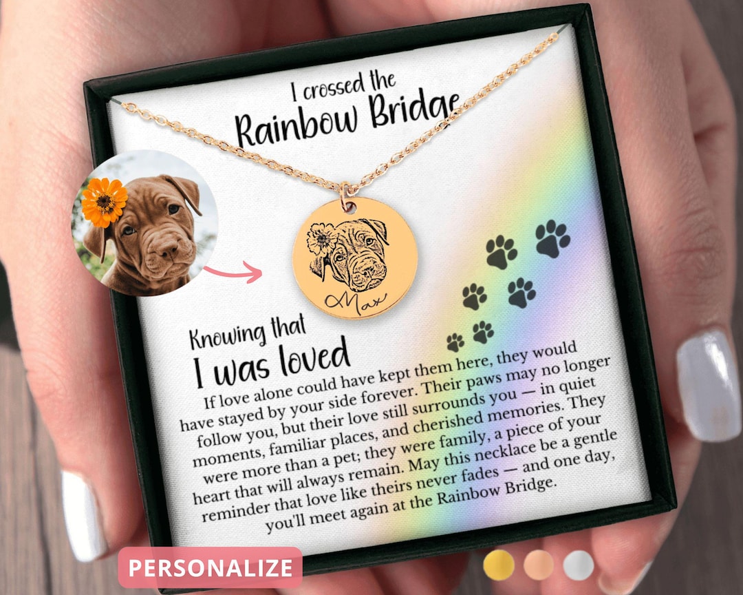 Rainbow Bridge Necklace, Loss of Dog Cat Pet Memorial Jewelry, Pet ...