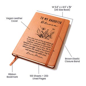 Personalized Daughter Journal • Vegan Leather New Chapter Gift • Back to College Notebook • Graduation Keepsake • Custom Name Diary
