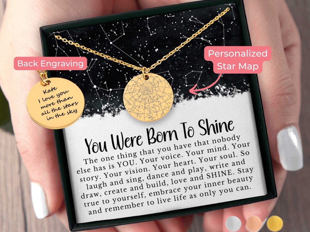 The Night You Were Born Custom Star Map Necklace Night Sky by Date ...