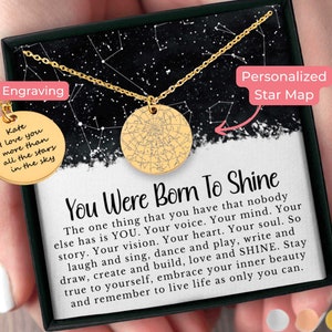 The Night You Were Born Custom Star Map Necklace Night Sky By Date Necklace for Her, Milestone Birthday, Golden Birthday Day You Were Born