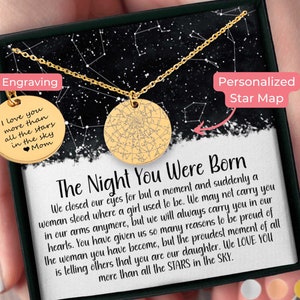 Aan onze dochter gepersonaliseerde nachtelijke hemel sterrenkaart ketting cadeau voor dochter van mama en papa, dochter cadeau, dochter verjaardag mijlpaal